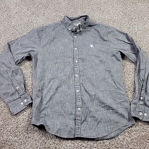 Express Shirt Mens Medium Gray Cotton Long Sleeve Button Up Lions Crest Preppy